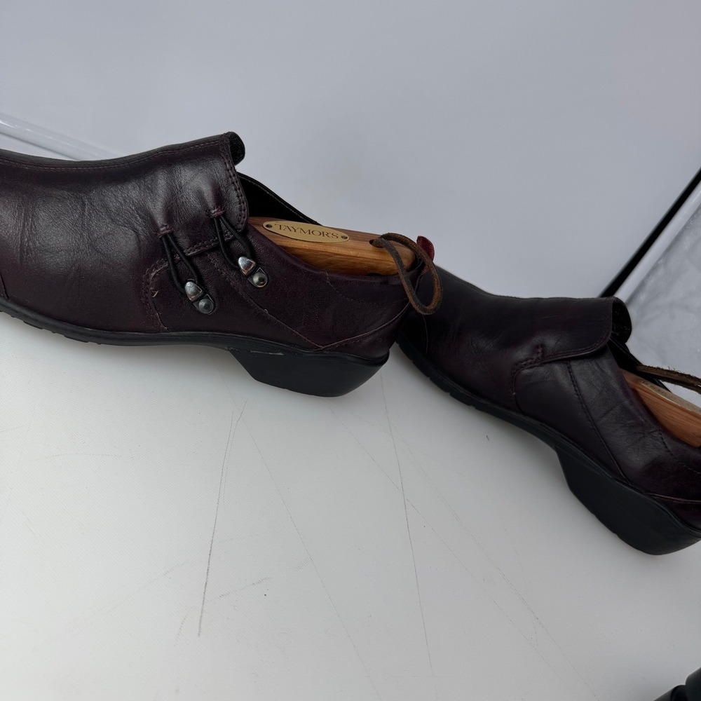 Romika Loafers Women 38 Burgundy 7.5 Leather Slip On Low Wedge Comfort Casual - Picture 5 of 11